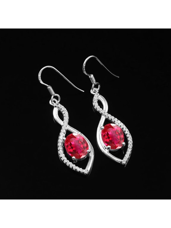 Handmade Mozambique Ruby Sterling Silver Stud Earrings (10x8 MM)Engagement Earrings & Vintage Jewelry