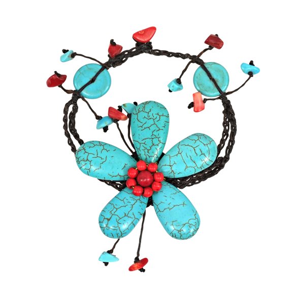 Handmade Multi Stone Large Flower Organic Bracelet