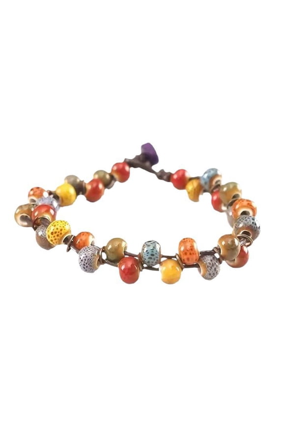Handmade Multicolor Ceramic Bead Bracelet Unique Ceramic Bead Bracelet Sturdy Wrist Chain for Fashion Enthusiasts