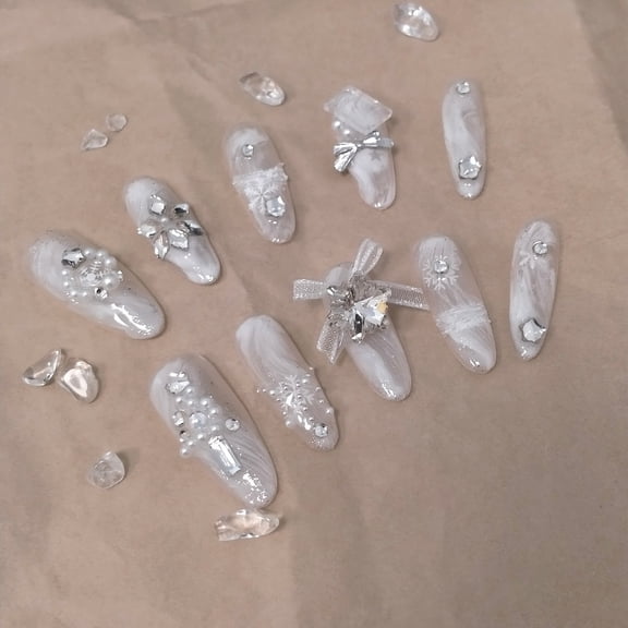 Handmade Nail Ribbon Nail Art Sticker Transparent press on nails fake nails