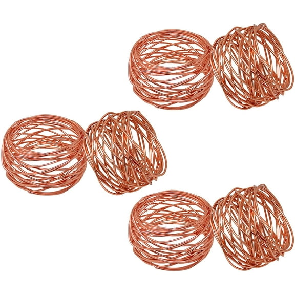 Handmade Napkin Rings Set of 6 for Everyday, Dining Table Decoration (Copper)