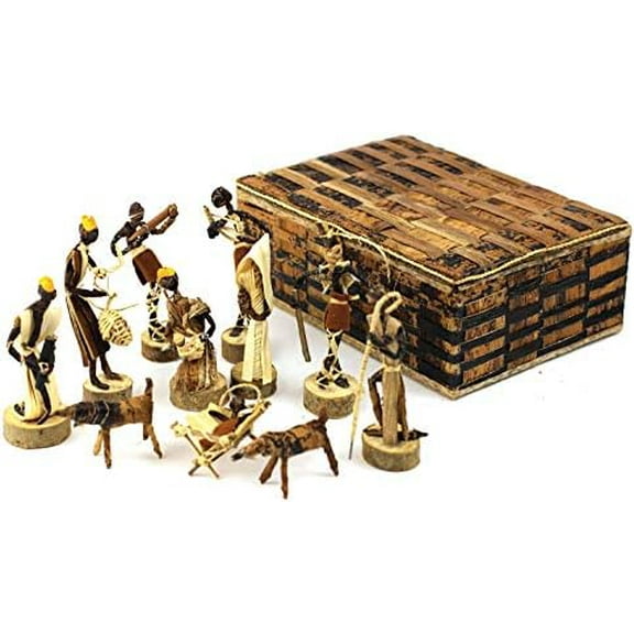 Handmade Nativity Set  Fair Trade Christmas Dcor from Kenya, Made with Natural Banana Fiber  Eco-Friendly Holiday Decoration