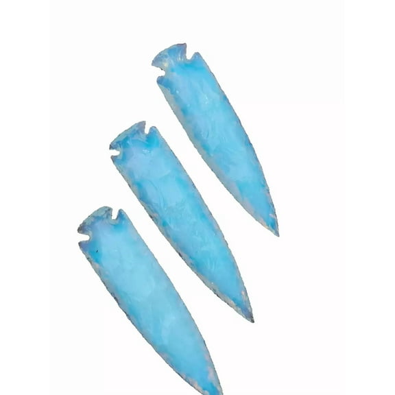Handmade Natural 3 Pcs Opalite Arrowhead Head Size 5.5" to 6"inch, Opal Point
