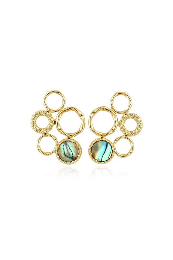 Handmade Natural Abalone Shell Earring - 18K Gold Plated Brass Jewelry - Unique Gift for Her/Wedding/Anniversary