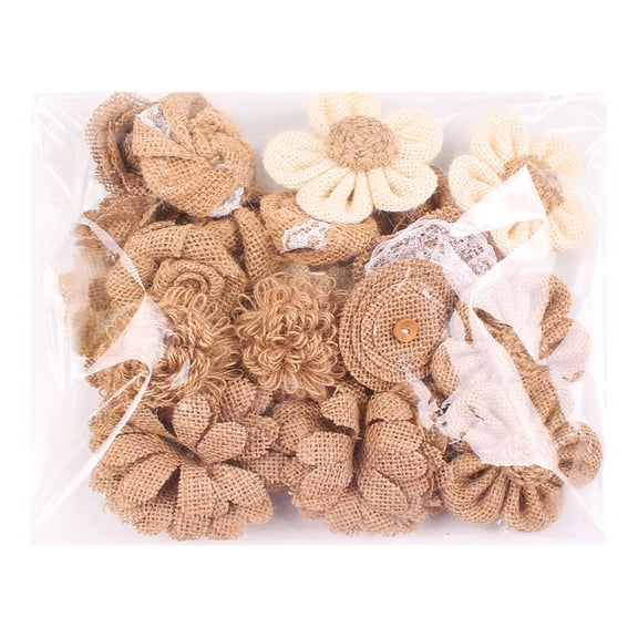 Handmade Natural Burlap Flowers, Handmade Rustic Flower for Diy Handmade Crafts, Home Embellishment, Wedding, Party Decoration, 24Pcs (Coffee)