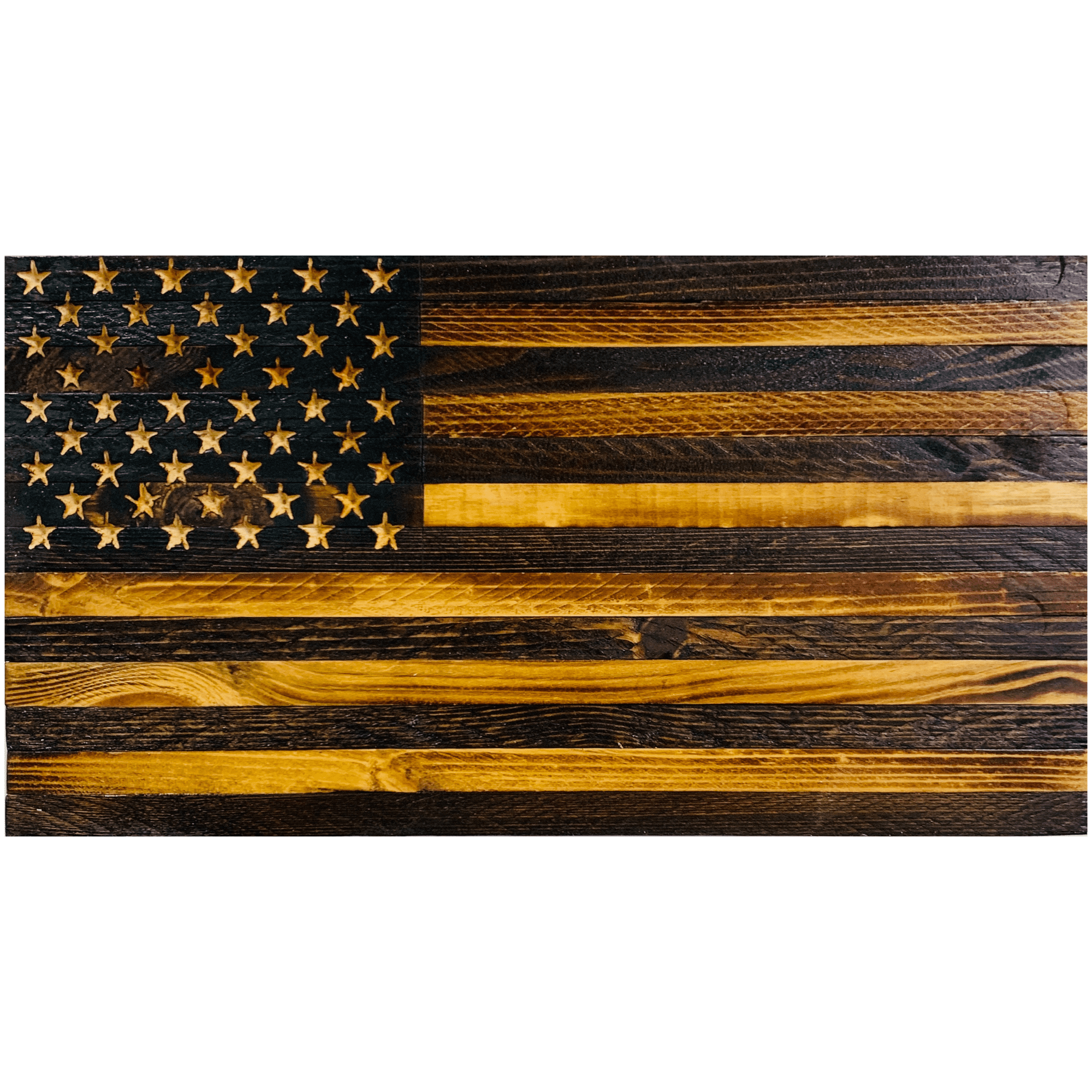 Handmade Natural Finish Wooden American Flag 18.5X9.75X1.5 Inches Indoor/Outdoor Patriotic Wall Art