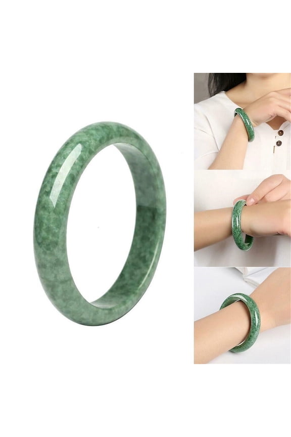 Handmade Natural Green Jadeite Bangle – Gift for Women