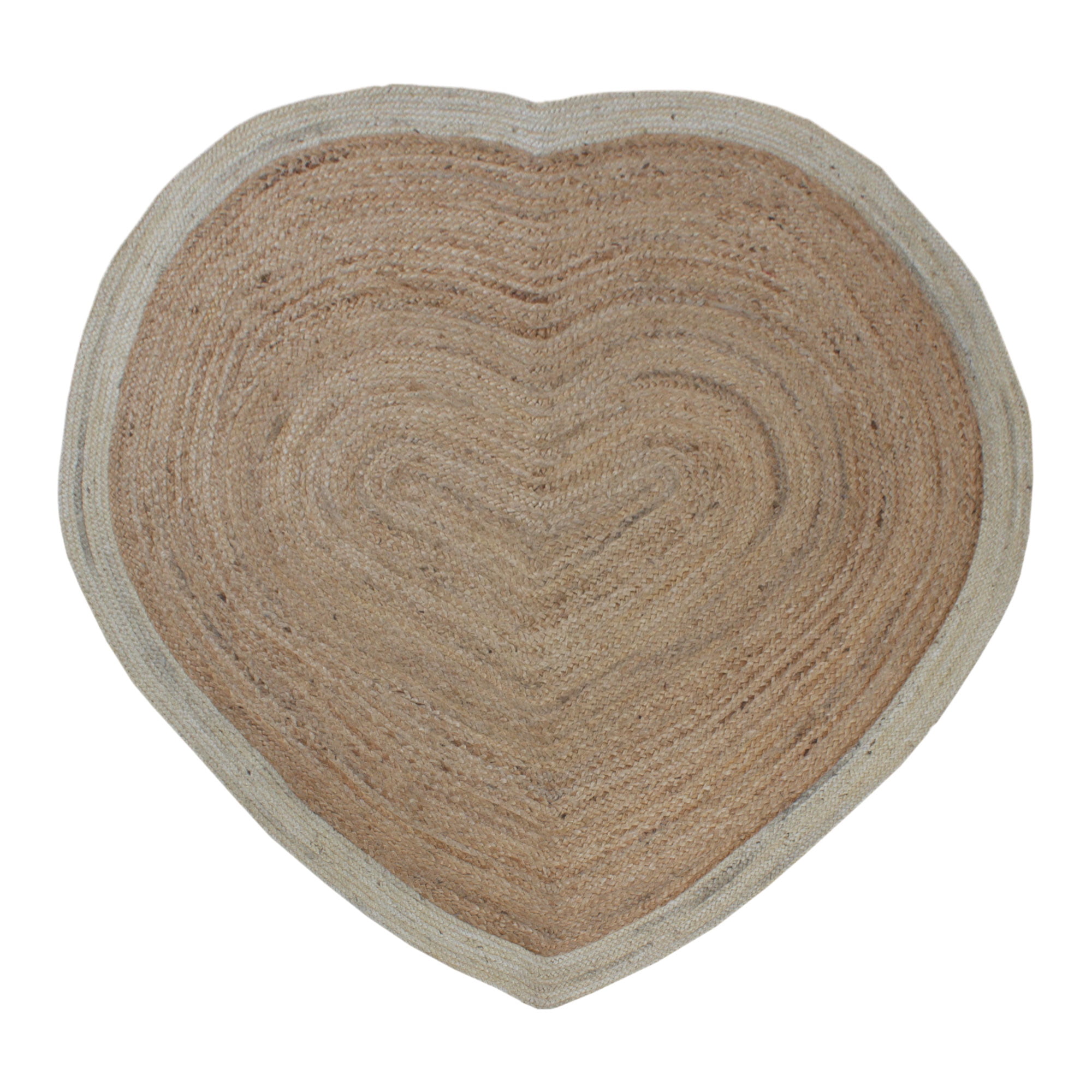 Handmade Natural Jute Dhurrie Beige Geometric Heart Shape Area Mat