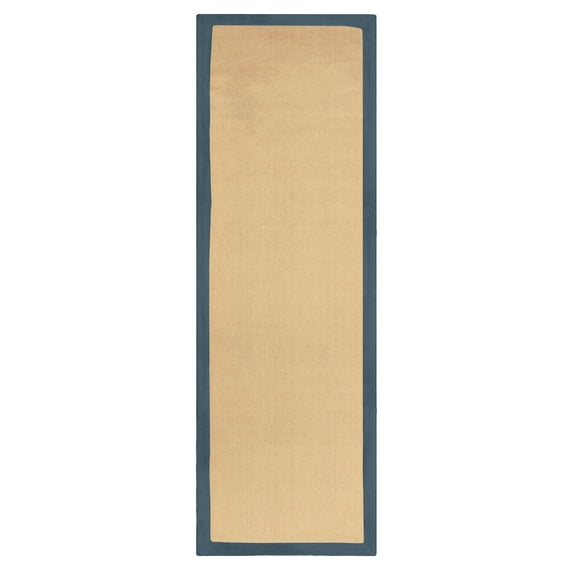 Handmade Natural Jute Navy Blue Indoor Hallway Runner Rug by Blue Nile Mills