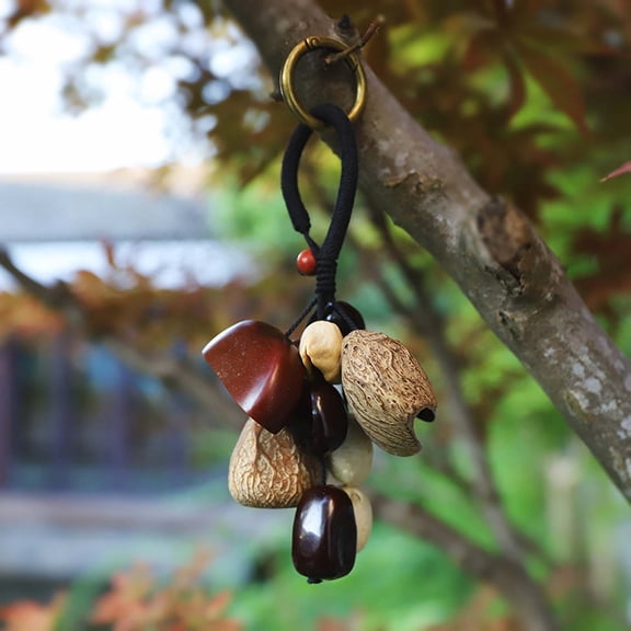 Handmade Natural Nut Shell Wind Chimes, Soothing Indoor Outdoor Bell Chime for Porch Garden Yoga, Eco-Friendly Handcrafted Relaxation Sound Decor for Mindfulness