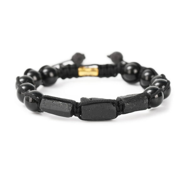 Black Tourmaline 3 pc with Black Onyx Beaded Adjustable Bracelet, Handmade Natural Stone, Men's and Women's Gifts