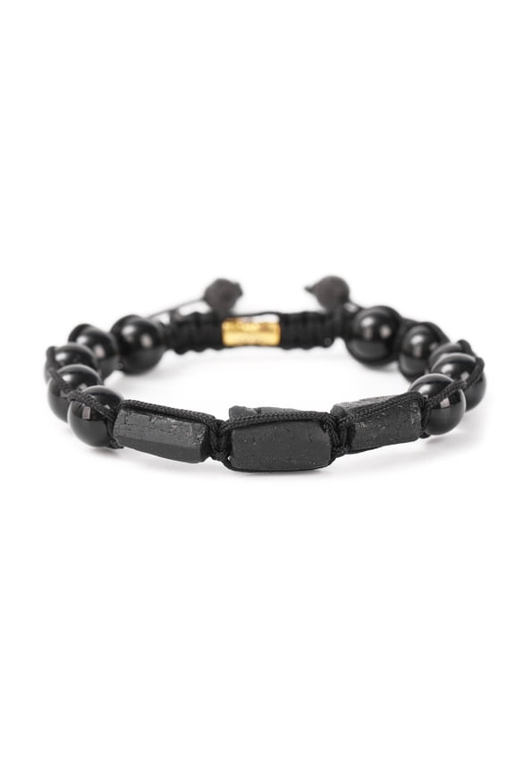 Black Tourmaline 3 pc with Black Onyx Beaded Adjustable Bracelet, Handmade Natural Stone, Men's and Women's Gifts