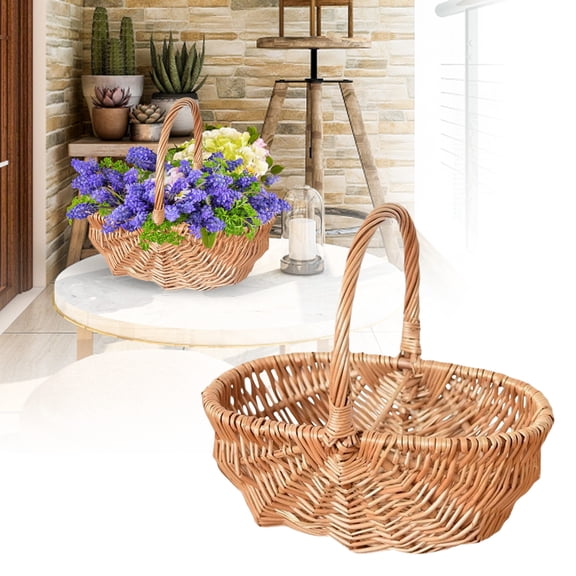 Handmade Natural Willow Woven Flower Pot for Picnic Gardening Storage Breathable for Healthy Roots 27cm
