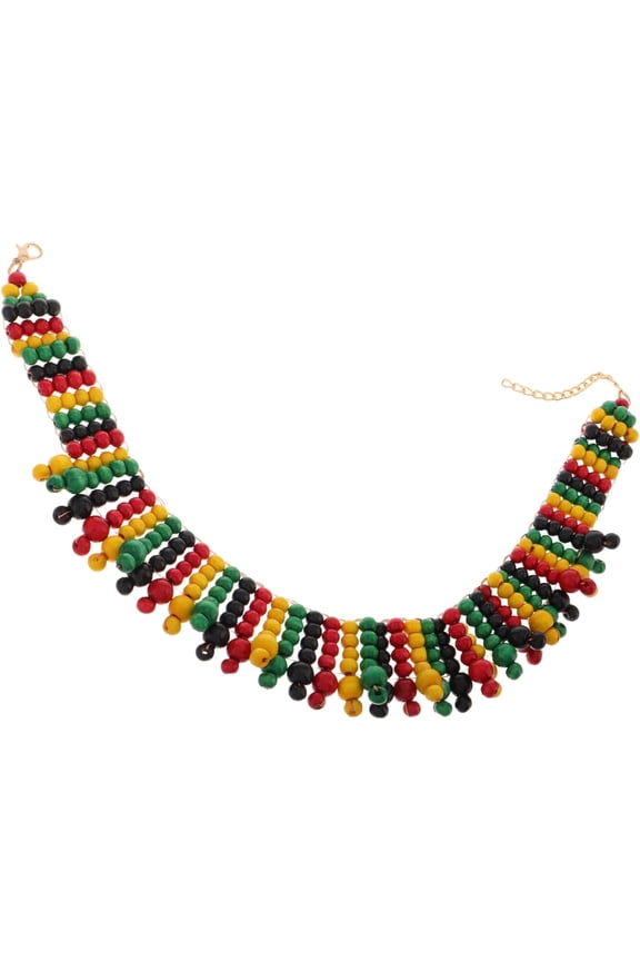 Handmade Necklace Exotic African Patterns Beaded Choker Jewelry Lightweight Satisfying[p476]