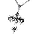 thumbnail image 1 of Handmade Necklace with Flame Crucifix Pendant Clavicle Chain Stylish Men's Accessory Music Festival Jewelry, 1 of 8