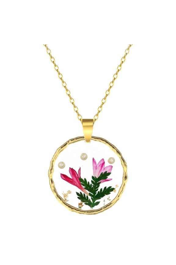 Handmade Necklaces Cornflower Pressed Flower Necklace Handmade Pressed Flower Necklaces Gold Pressed Wildflower Necklace Real Pressed Flower Necklace for Women, Mother's Day Gifts