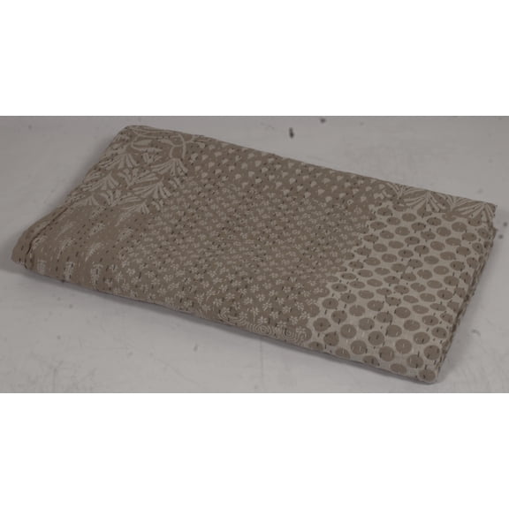 Handmade Neutral Patchwork Kantha Quilt Indian Cotton Bedspread Beige Brown Boho Bedding Lightweight Throw Blanket