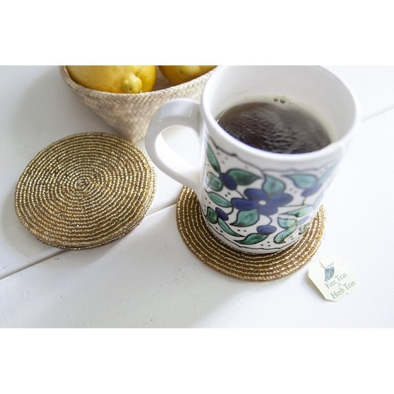 Handmade Non-Slip Multipurpose Drink Coasters Silver, Black, Red, Gold Gold 6