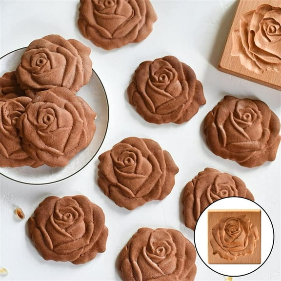 Handmade Novel Carved Cutter Pastel Wooden Wooden Butter Accessory - Rose