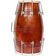 Handmade Nut & Bolts Dholak - Brown | Perfectly Symmetric Round Dholak - Dholak For Festival, Wedding, Satsang | Very Easy To Tune