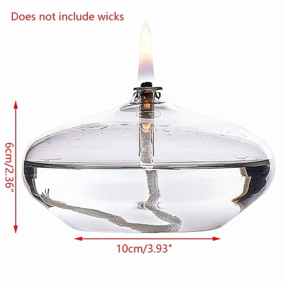 Handmade Oblate Transparent Glass Candlestick Oil Lamp With Wick Dinner Table Candle Rustic Christmas Home Decoration