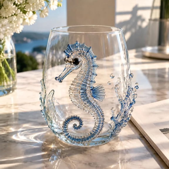 Handmade Octopus Drinking Glass, Blue Ringed Tentacle Tumbler, Artisanal Ocean Barware for Coastal Home Decor