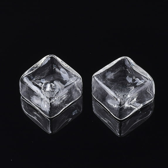 Handmade One Hole Blown Glass Bottles for Glass Vial Pendants Making Square Clear 15x15x10.5mm Hole: 3~4mm