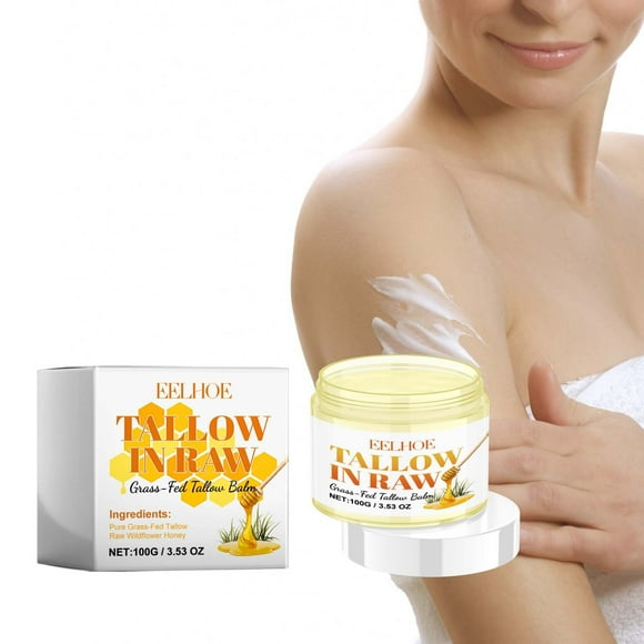 Handmade Organic Grass Fed Tallow Skin Balm & Wild Honey Hands, Face, Full Body - Natural for Soothing.