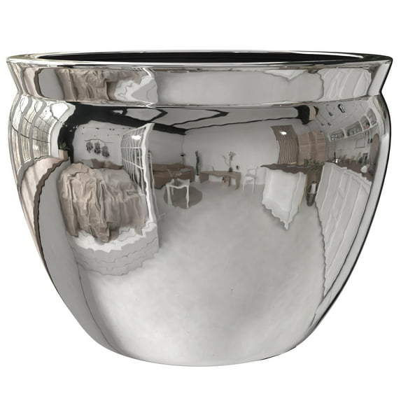 Red Lantern 14" Pure Silver Porcelain Fishbowl Planter