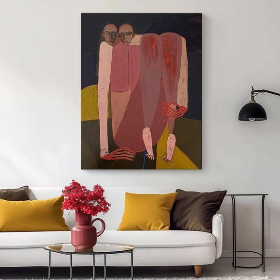 Handmade Original Oil Painting - Abstract Figure with Vibrant Colors, Solid Wood Frame, Minimalist Wall Art for Living Room, Bedroom, or Study - Contemporary European & American Style Decor, Abstract