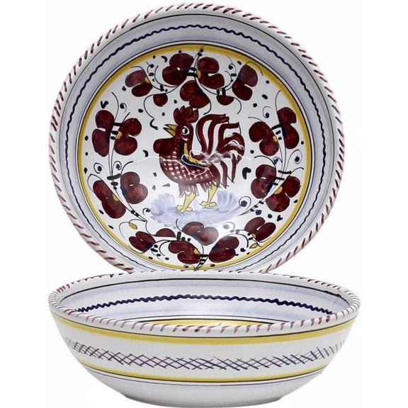 Handmade Orvieto Red Rooster Coupe Bowl-Italian Ceramic