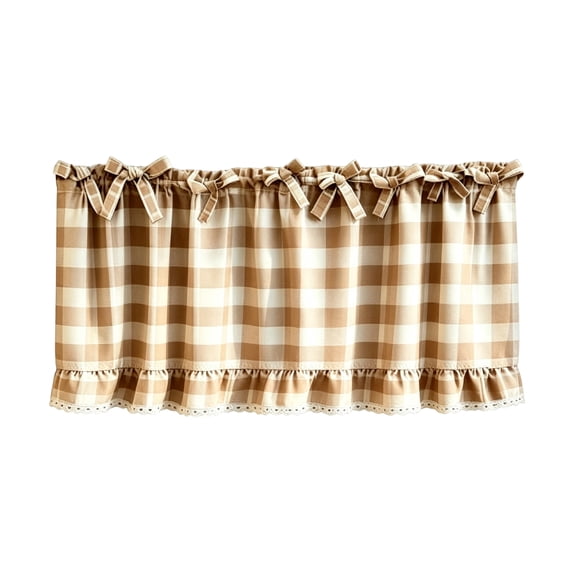Handmade Oven Cover Curtain Kitchen Appliance Hide Decor with Ruffles and Ribbon Ties for Stove Range, Farmhouse Style Dishwasher Cover, Decorative Stove Front Apron