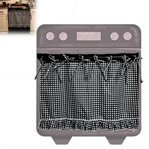 Handmade Oven Skirt Farmhouse Kitchen Decor Oven Curtain for Stove Door Decorative Dishwasher & Cabinet Hidden Cover with Ribbon Ties Heat-Resistant OvenCover Skirt for Stove, 30 x 21.5