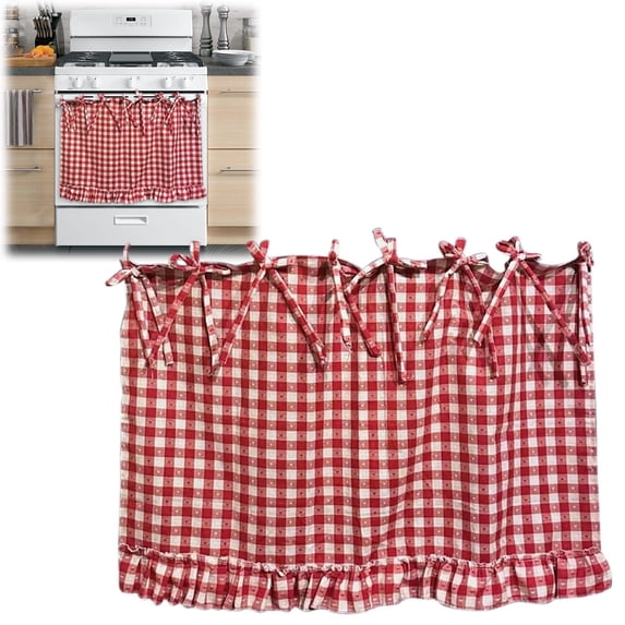 Handmade Oven Skirts,Farmhouse Kitchen Décor, Handmade Embroidery OvenSkirts,Heat-Resistant,Ribbon Ties,Tabs & Ruffled Trim,Effortless Install,Hide Clutter & Elevate Style,30"x21.5", E-Heartland