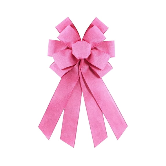 Handmade Oversized Bow Decoration, Imitation Linen Solid Color Ribbon Pendant for Party Wedding Holiday, Hanging Ornament for Door Wall Tree Home Decor