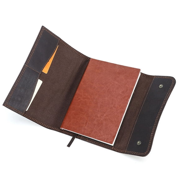 Handmade PU Leather Notebook Cover Flipping Journal Sleeve for Refillable Notebook with 2 Card Slots Cash Compartment