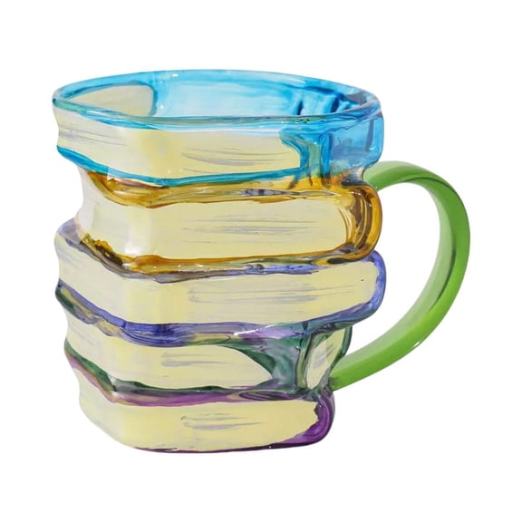 Handmade Painted Glass Beverage Cup With Ergonomic Handle Dishwasher Safe Mug For Milk Juice Cocktails Serving