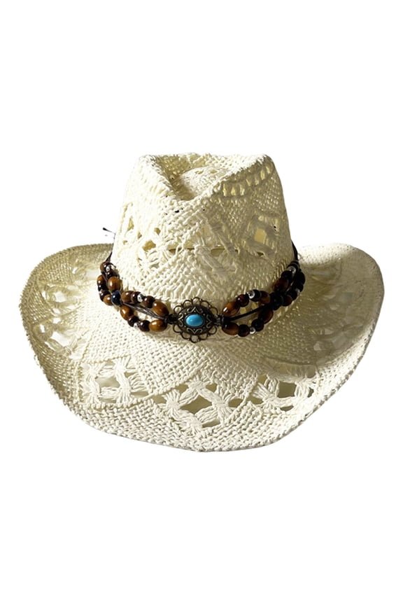 Handmade Panama Hat Elegant Wide Brimmed Decorated Sun Hat for Women Party British Beach Hat Lady Knitted Straw Hat