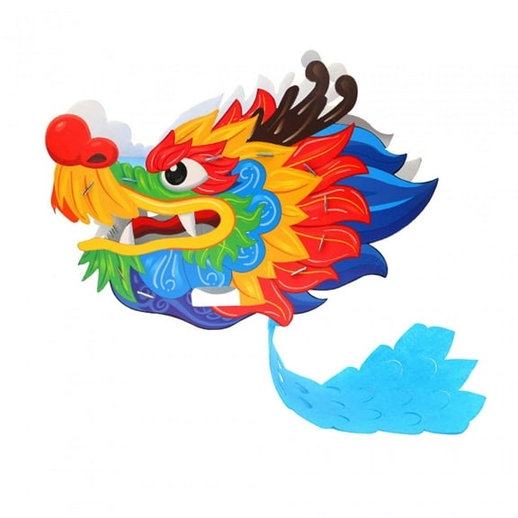 Handmade Paper Dragon Accessories Decor Chinese Style Prop Practical Lovely DIY Material Kits for Christmas Spring Festival New Year Wedding blue 45x35cm