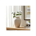 thumbnail image 1 of Decorative Terracotta Vase for Living Room Decor - Stylish Home Decor Accent for Bedroom, Office Spaces, or Table Centerpiece - Casual Flower Vase for Hallway Styling or House Decor - 11", Ivory, 1 of 12