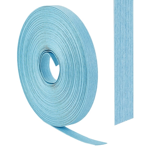 Handmade Paper Rattan Woven Paper Rattan for Art Craft Flower Bouquets Light Sky Blue 15.5x1mm 21.87 Yards(20m)/Roll