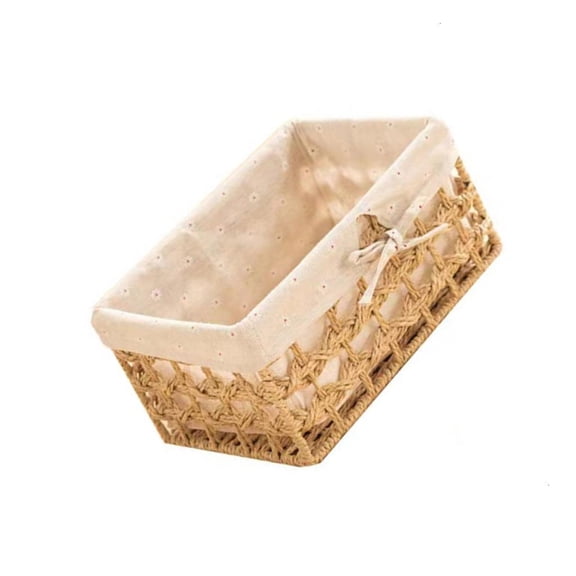 Handmade Paper Rope Woven Storage Basket Accessory for Desk Organization