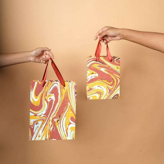 Expobazaar Handmade Gift Bags | Paper Bag Set | Creative Home Accent | Set of 5 | 8.5" x 6.5"