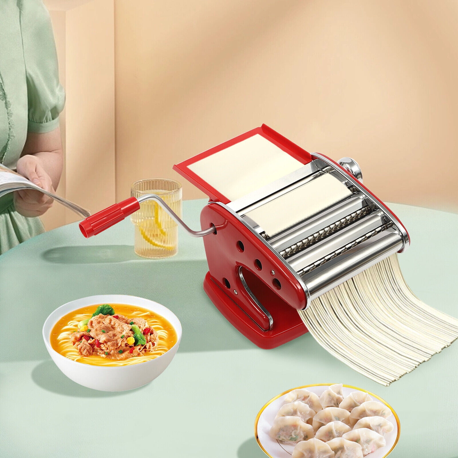 Handmade Pasta Maker Machine – Adjustable Thickness, 3 Blades, Manual ...