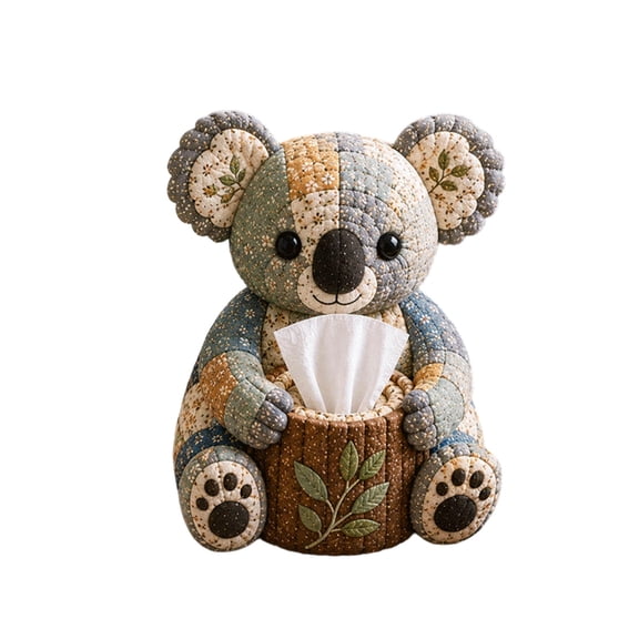 Handmade Patchwork Bushland Cozy Collection Tissue Box DIY Kit, Cute Animal Quilted Sewing Craft Kit for Adults & Beginners, Woodland Animal Sewing Craft with Pre-Cut Fabric (Koala) B