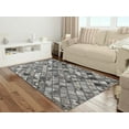 thumbnail image 1 of Handmade Patchwork Cowhide Modern Leather Area Rug Diamond Mosaic Pattern Design (9x12 feet), 1 of 5
