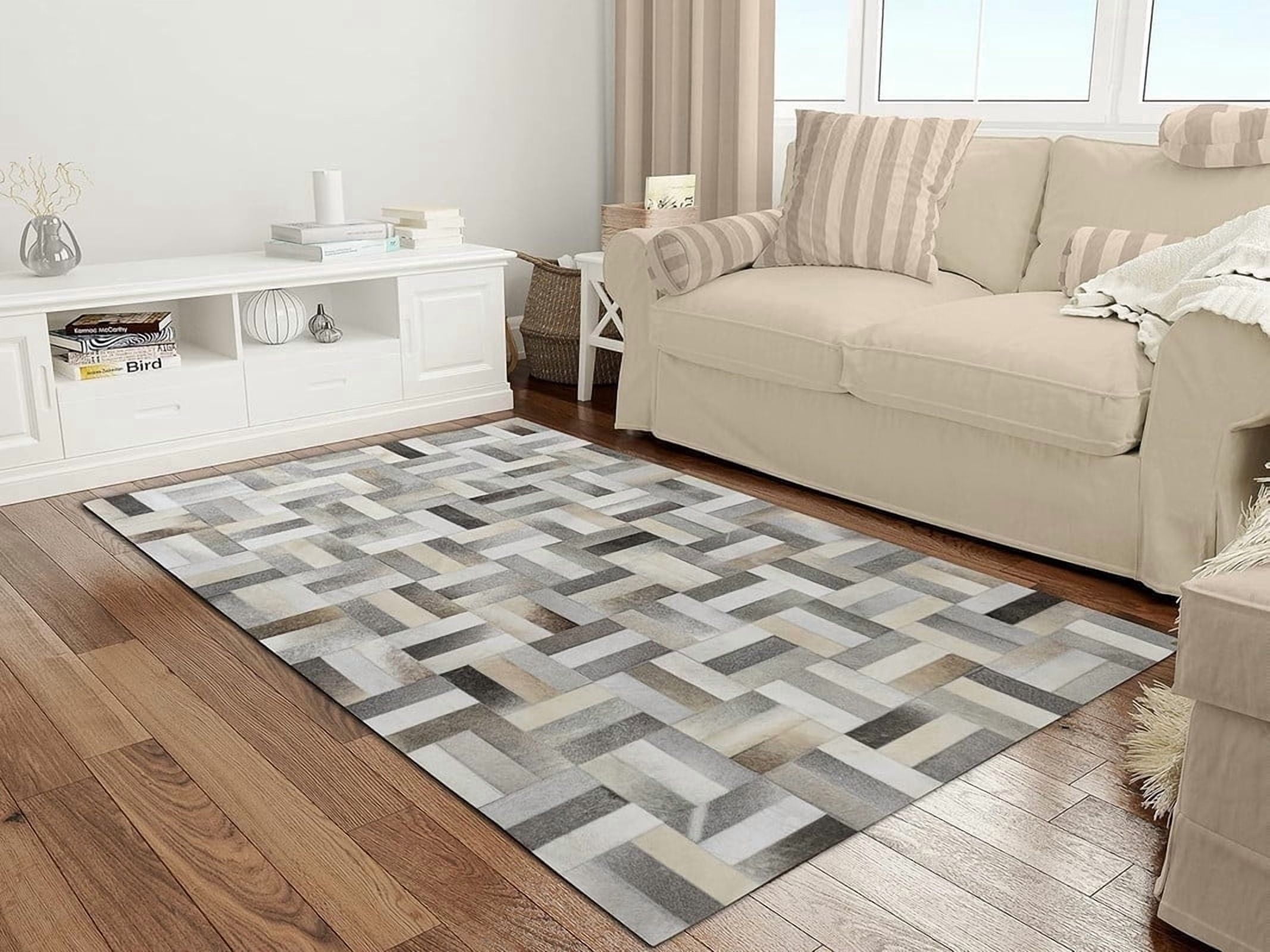 Short Hair Rug Artcore Artcore Rugs Modern Collection Geometric Gray Hair on Hide ...