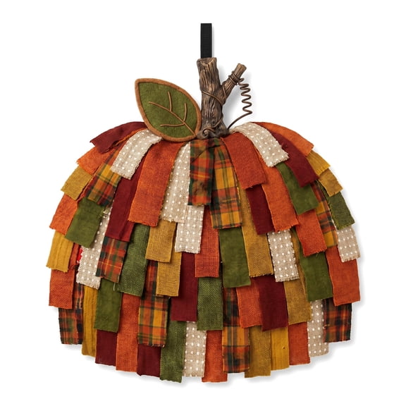 Handmade Patchwork Pumpkin Door Hanger,Harvest Home Decor, Cottage Style Lovers.