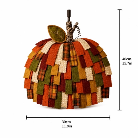 Handmade Patchwork Pumpkin Door Hanger, Warm Fall Thanksgiving Harvest Decor, Large Foldable Cottage Style Wall Ornament