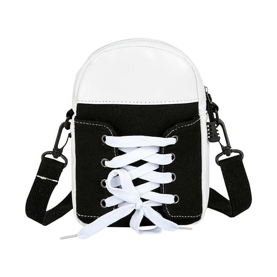 Handmade Patchwork Shoe Shape Crossbody Bag for Women, Adjustable Shoulder Strap, Leather and Canvas Material, Funny Gift Idea for Everyday Use